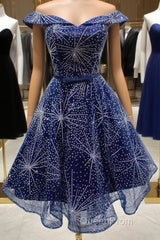 Off Houlder Bridesmaid Dresses, Sequin Evening Dresses, Short Homecoming Dresses,Custom Made