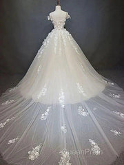 Off Shoulder Lace Long Evening Prom Wedding Dresses