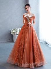 Off Shoulder Tulle With Lace Sweetheart Long Formal Dresses, Sweet 16 Dresses