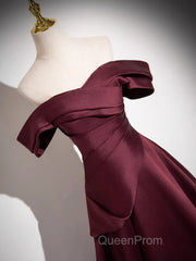 Off The Shoulder A-Line Satin Ruched Floor Length Evening Prom Dresses