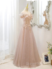 Off The Shoulder A Line Tulle Long Evening Prom Dresses Formal Evening Dresses
