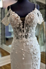 Off-The-Shoulder Appliques Straps Sweeping Long Wedding Dresses