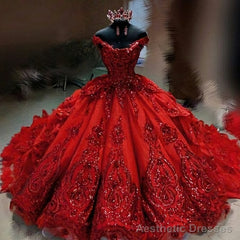 Off the shoulder ball gown, charming prom dress