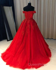 Off The Shoulder Lace Red Evening Prom Dresses A Line Sequin Evening Gowns