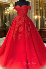 Off The Shoulder Lace Red Evening Prom Dresses A Line Sequin Evening Gowns