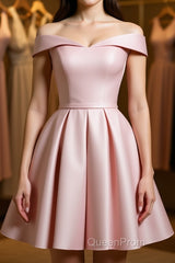 Off The Shoulder Pink Homecoming Dresses Short Evening Prom Dresses, Off Shoulder Graduation Dresses, Formal Dresses, Evening Dresses