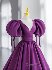 Off The Shoulder Purple Satin Long Evening Prom Dresses, Purple Off Shoulder Long Formal Evening Dresses