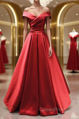 Off the Shoulder Red Long Evening Prom Dresses, Red Off Shoulder Long Formal Evening Dresses