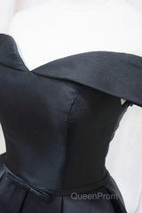 Off the Shoulder Short Black Evening Prom Dresses, Off Shoulder Short Black Formal Graduation Dresses