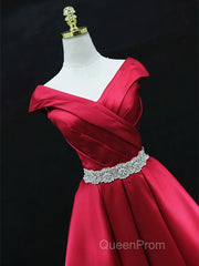 Off the Shoulder Short Burgundy Evening Prom Dresses, Short Wine Red Formal Graduation Homecoming Dresses