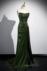 Olive Green Trumpet Mermaid Sequin Evening Prom Dresses