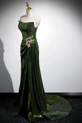 Olive Green Trumpet Mermaid Sequin Evening Prom Dresses