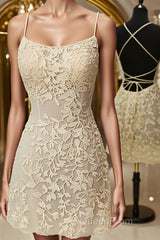 Open Back Short Yellow Lace Evening Prom Dresses, Short Backless Yellow Lace Formal Homecoming Dresses