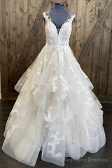 Open Back Tulle/Lace Wedding Dress with Ruffle Skirt