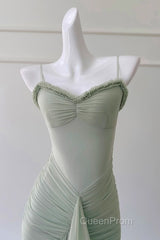 Pea Green Suspender Long Dresses