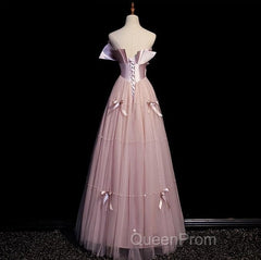 Pink A-Line Strapless Satin Tulle Long Evening Prom Dresses Graduation Evening Prom Birthday Dresses