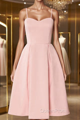 Pink satin short Evening Prom Dresses, pink homecoming Dresses