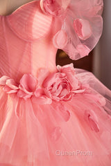 Pink Spaghetti Strap Tulle Long Evening Prom Dresses, Beautiful A-Line Formal Sweet 16 Dresses