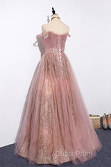 Pink tulle lace long Evening Prom Dresses pink tulle formal Dresses