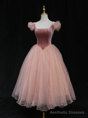 Pink tulle short prom dress pink tulle homecoming dress