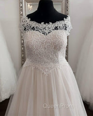 Plus Size A-Line Tulle Embroidery Wedding Dresses