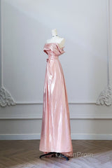 Pretty A Line Off The Shoulder Sequin Pink Long Evening Prom Dresses Evening Gowns