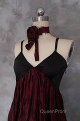 Pretty A Line Spaghetti Straps Burgundy Long Evening Prom Dresses Birthday Dresses For Women