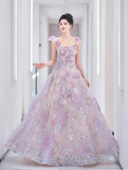 Pretty A Line Spaghetti Straps Pink Floral Long Length Evening Dresses Evening Prom Dresses