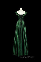 Pretty A Line Sweetheart Ruffles Long Evening Dresses Green Velvet Evening Prom Dresses