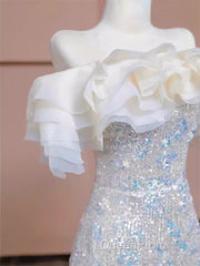 Pretty Mermaid Off The Shoulder Sequin Long Evening Party Dresses Evening Prom Dresses