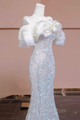 Pretty Mermaid Off The Shoulder Sequin Long Evening Party Dresses Evening Prom Dresses
