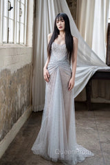 Pretty Mermaid Off The Shoulder Silver Sequin Evening Dresses Evening Prom Dresses