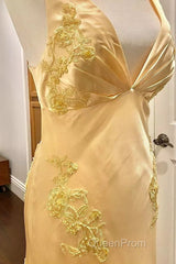 Pretty Mermaid Spaghetti Straps Yellow Backless Long Party Dresses Evening Prom Dresses