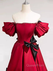Princess A Line Off The Shoulder Party Dresses Red Evening Prom Dresses