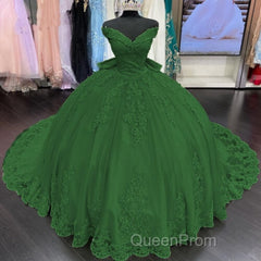 Princess Lace Off Shoulder Gold Quinceanera Dresses Applique With Bow