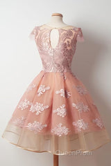 Cap Sleeves Junior Pretty Appliques Short Sweet 16 Evening Prom Dresses