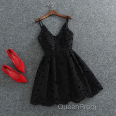 Cute White Lace Short Lace Spaghetti Straps Evening Prom Dresses