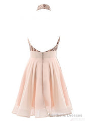Halter Sequins Backless Mini Short Prom Dresses