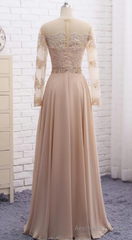 Long sleeve champagne Evening Dresses