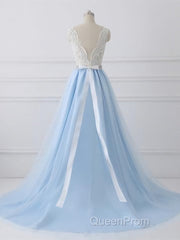 Sky Blue Long Elegant For Teens Beauttiful Evening Prom Dresses