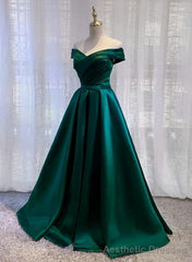 Satin Long Sweetheart Junior Prom Dresses, Elegant Evening Dresses
