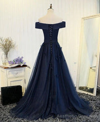 Off-shoulder Prom Dress Black Gown With Floral Details