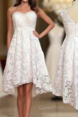 Pretty Lace High Low Short Beautiful Short For Teens Cheap Evening Prom Dresses