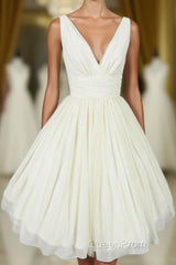 New Arrival V Neck Ivory Simple Short The Charming Chiffon Heomcoming For Homecoming Dresses