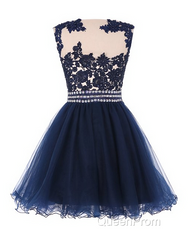 Navy Blue Lace Short With Waist Beadings Royal Blue Custom Made Mini Length Women Skirt Evening Prom Dresses