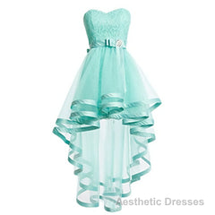 Mint Tulle Homeocming For Teens Pretty Cheap Simple Short Lace Prom Dresses