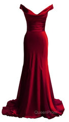red mermaid off shoulder navy blue Evening Prom Dresses mermaid satin backless charming formal evening gowns 2024 party Dresses