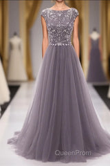 Grey Beading With Flower Type Modest Long Floor Length For Teens Evening Prom Dresses