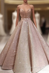 Puffy Robe De Soiree Ball Gown Sweetheart Sequins Sparkle Long Evening Prom Dresses Evening Prom Gown Evening Dresses