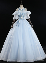 Purchase Your Favorite Sky Blue Ball Gown Appliques Short Sleeve Quinceanera Dress